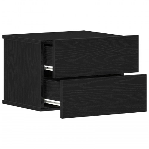 Natborde 2 stk Sort Eg 40x30x30 cm Konstrueret Træ