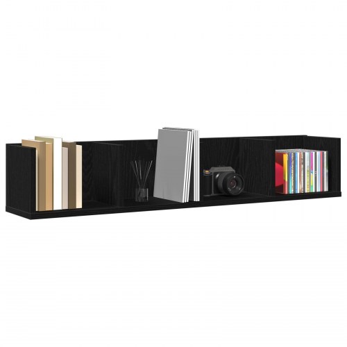 CD Væghylde Sort Eg 100x18x18 cm Konstrueret Træ