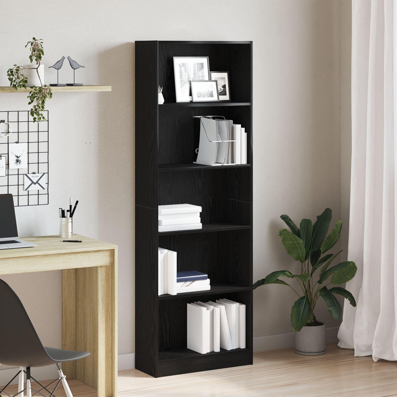 Bogreol Sort eg 60 x 24 x 176 cm Konstrueret træ