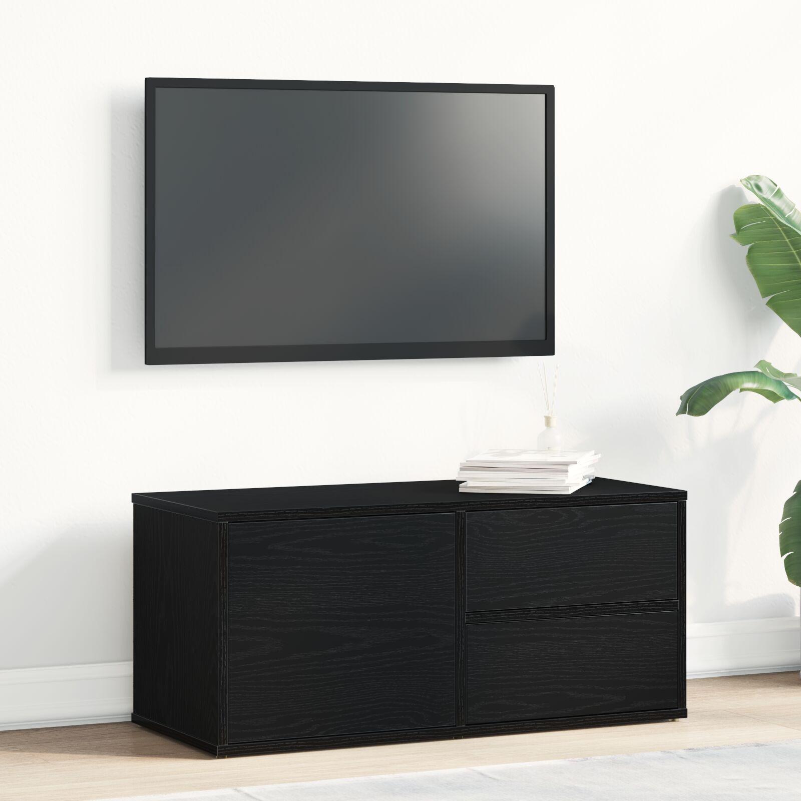 Tv-Bord Med Skuffe Sort 80 X 34 X 35.5 Cm Konstrueret Træ