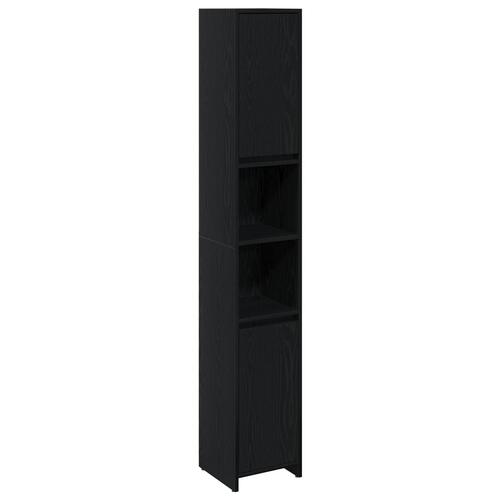 Badeværelse Skab Sort Eg 30x30x183,5 cm Konstrueret træ