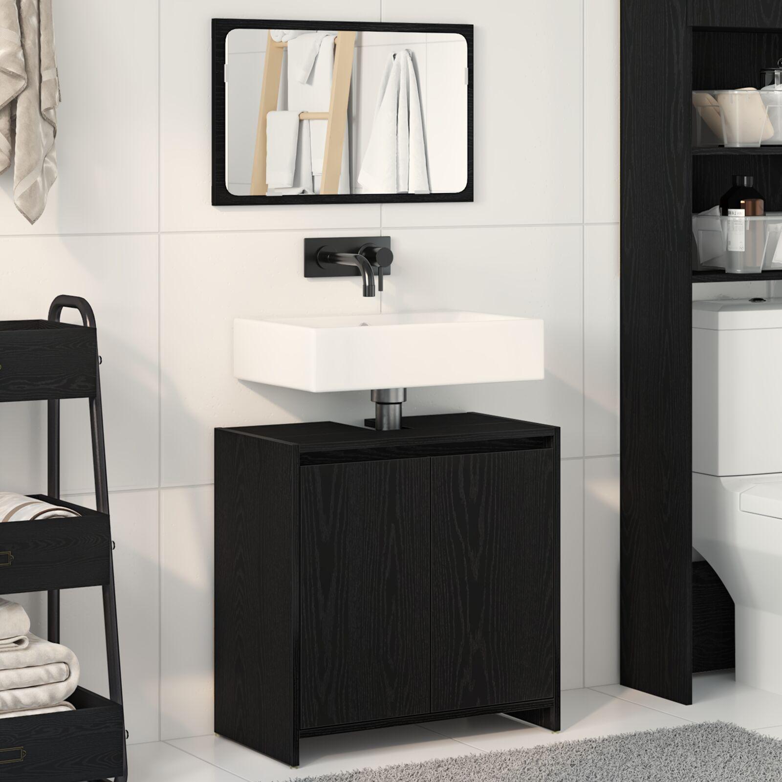 Badeværelsesskab Sort eg 60 x 33 x 60 cm Konstrueret træ