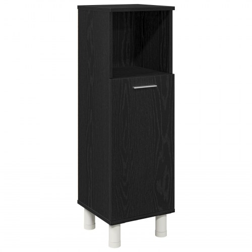 Badeværelsesskab Sort Eg 30x30x95 cm Konstrueret Træ