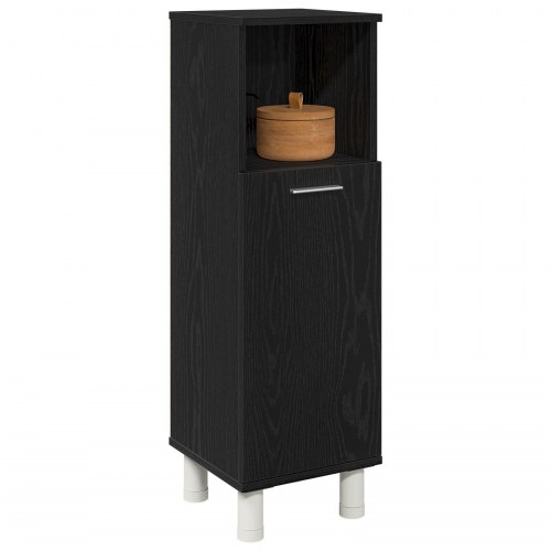 Badeværelsesskab Sort Eg 30x30x95 cm Konstrueret Træ