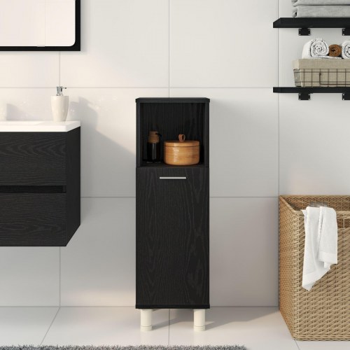Badeværelsesskab Sort Eg 30x30x95 cm Konstrueret Træ
