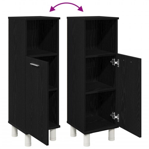 Badeværelsesskab Sort Eg 30x30x95 cm Konstrueret Træ