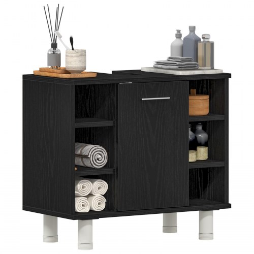 Badeværelsesskab Sort Eg 60x32x54 cm Konstrueret Træ