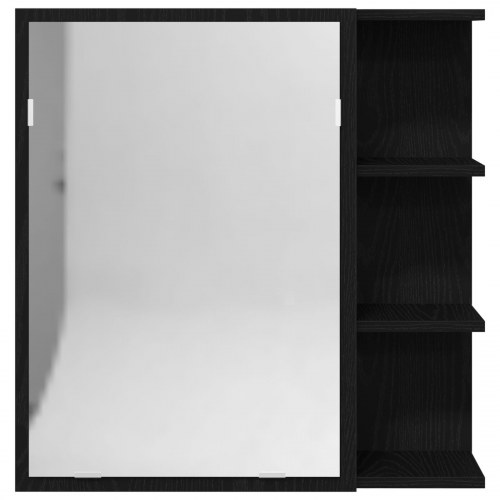 Badeværelsesspejlskab Sort Egetræ 62,5x20,5x64cm Bygget træ