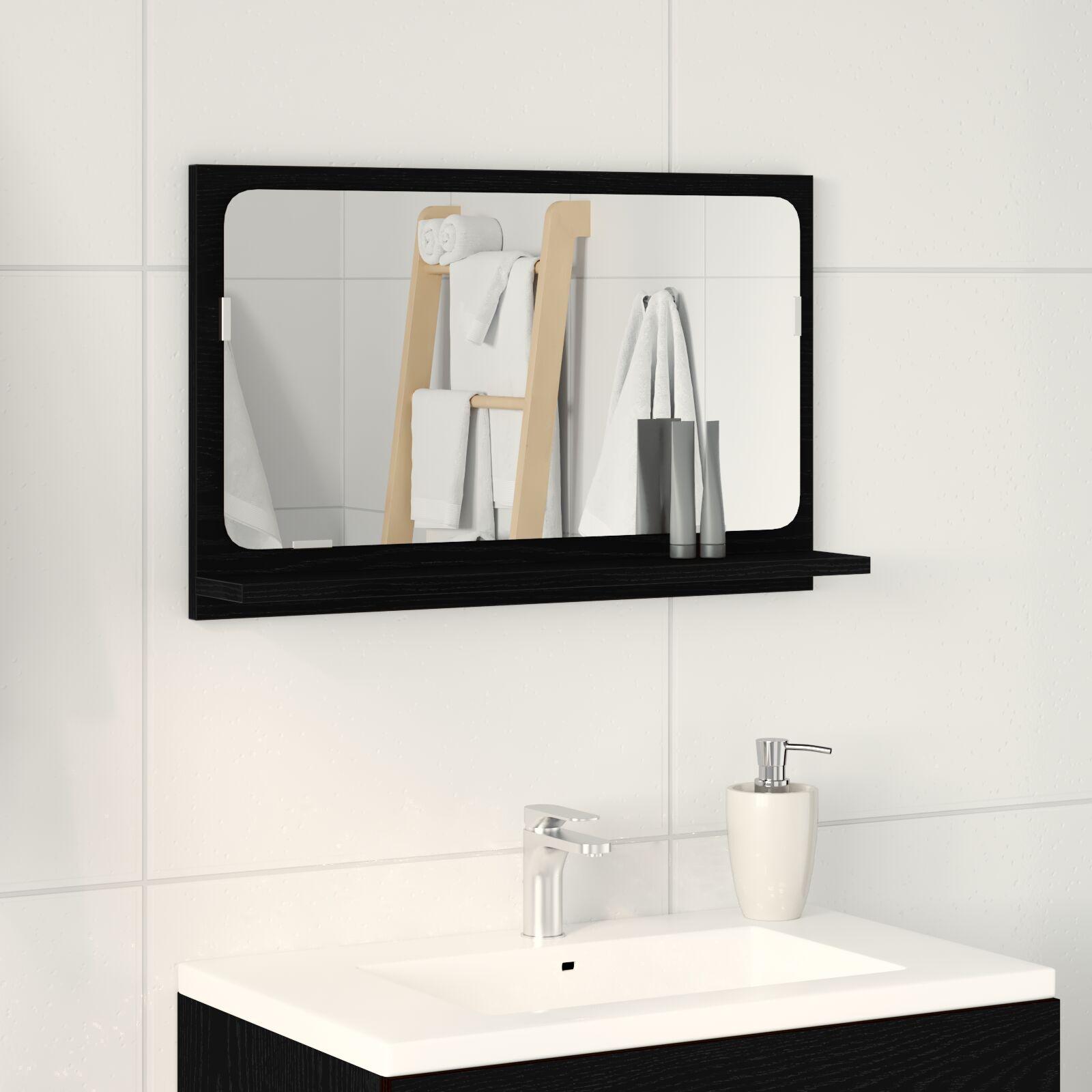Spejlhylde med hylde Sort eg 60 x 10.5 x 37 cm Konstrueret træ