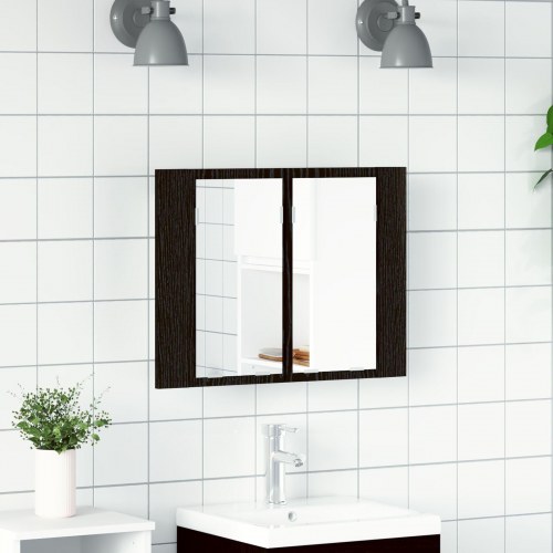 LED Badeværelsesspejlskab i Sort Eg 60x12x45 cm i Træ