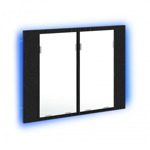 LED Badeværelsesspejlskab i Sort Eg 60x12x45 cm i Træ