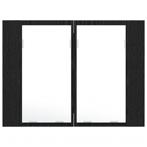 LED Badeværelsesspejlskab i Sort Eg 60x12x45 cm i Træ