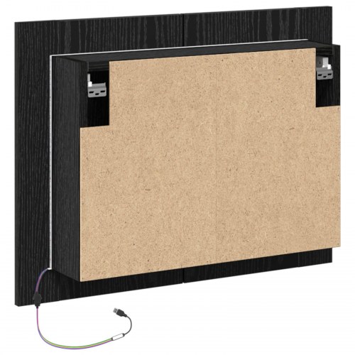 LED Badeværelsesspejlskab i Sort Eg 60x12x45 cm i Træ