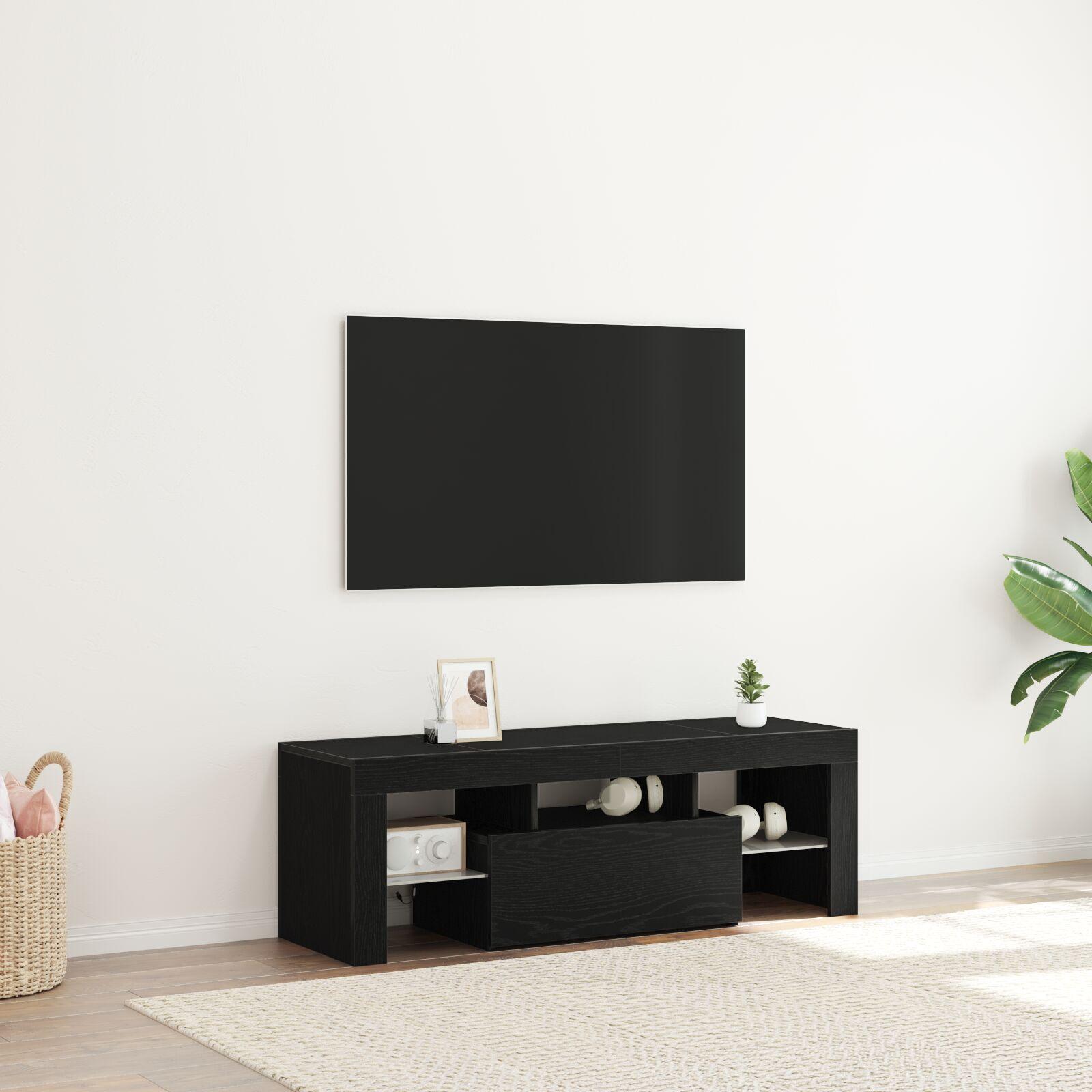 TV-skab Sort 120 x 35 x 40 cm Konstrueret træ