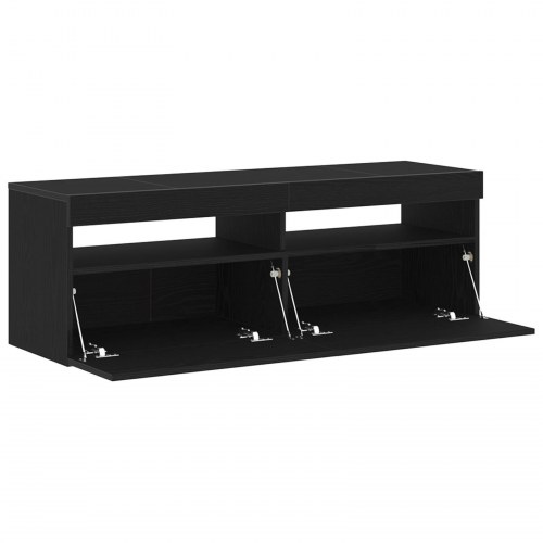 TV Skab med LED Sort Eg 120x35x40 cm Konstrueret Træ