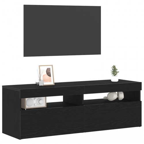 TV Skab med LED Sort Eg 120x35x40 cm Konstrueret Træ