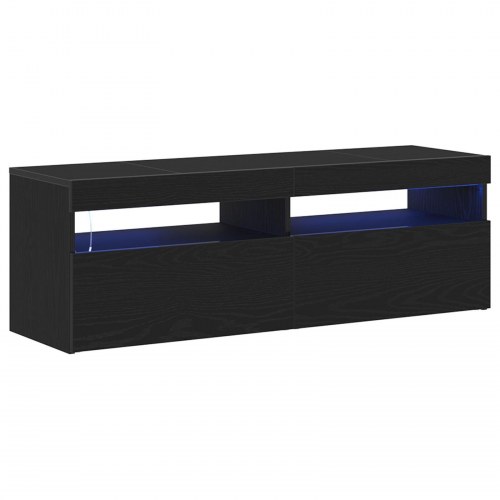 TV Skab med LED Sort Eg 120x35x40 cm Konstrueret Træ