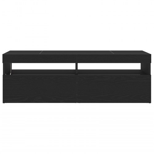 TV Skab med LED Sort Eg 120x35x40 cm Konstrueret Træ