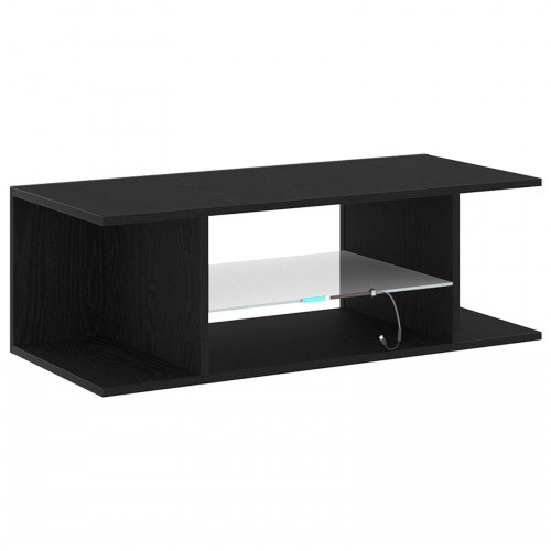 TV-bord med LED-lys i sort eg 90x39x30 cm lavet af træ
