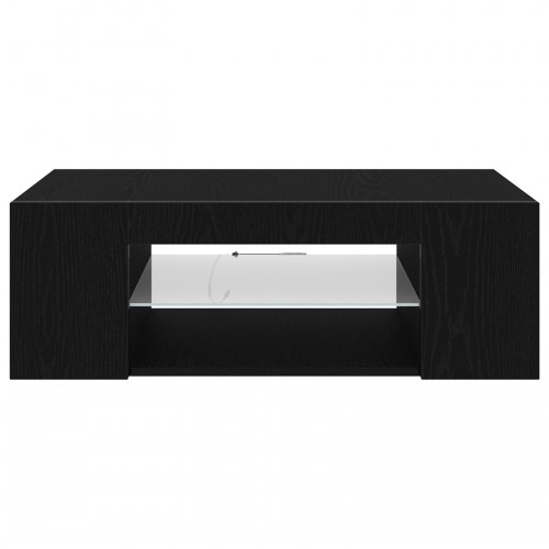 TV-bord med LED-lys i sort eg 90x39x30 cm lavet af træ