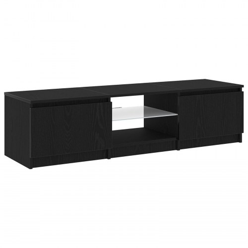TV Skab med LED Lys - Sort Eg 140x40x35,5 cm - Konstrueret Træ