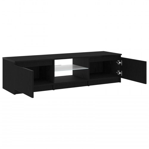 TV Skab med LED Lys - Sort Eg 140x40x35,5 cm - Konstrueret Træ