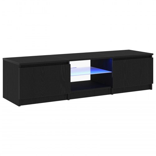 TV Skab med LED Lys - Sort Eg 140x40x35,5 cm - Konstrueret Træ