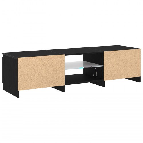TV Skab med LED Lys - Sort Eg 140x40x35,5 cm - Konstrueret Træ