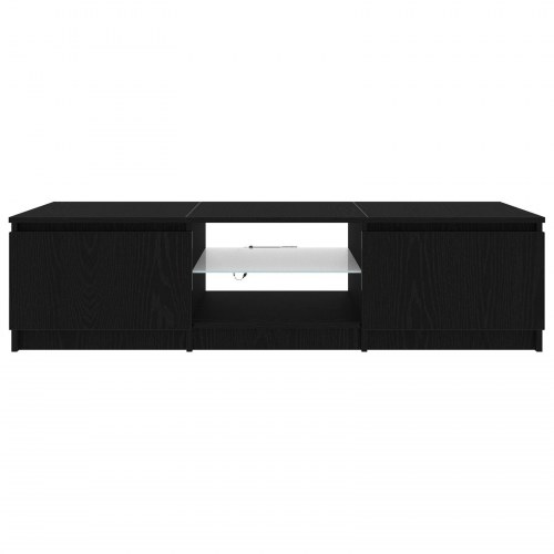 TV Skab med LED Lys - Sort Eg 140x40x35,5 cm - Konstrueret Træ