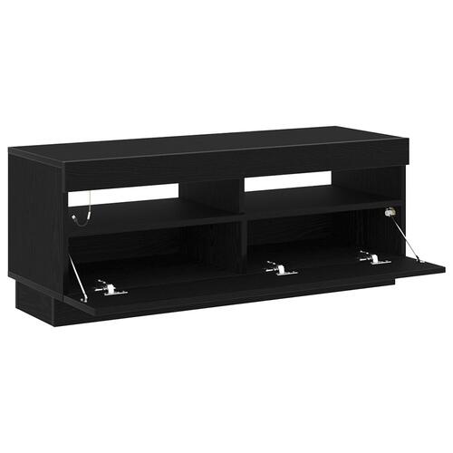 TV-skab med LED-belysning - Sort Egetræ 100x35x40 cm - Konstrueret træ