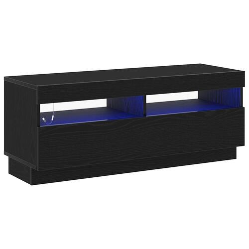 TV-skab med LED-belysning - Sort Egetræ 100x35x40 cm - Konstrueret træ