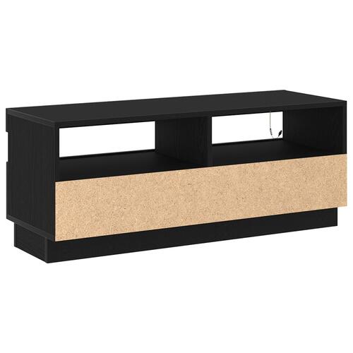 TV-skab med LED-belysning - Sort Egetræ 100x35x40 cm - Konstrueret træ