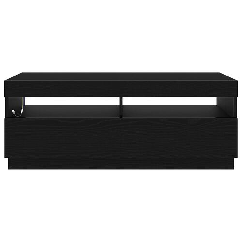 TV-skab med LED-belysning - Sort Egetræ 100x35x40 cm - Konstrueret træ