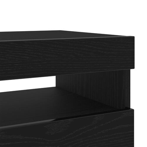 TV-skab med LED-belysning - Sort Egetræ 100x35x40 cm - Konstrueret træ