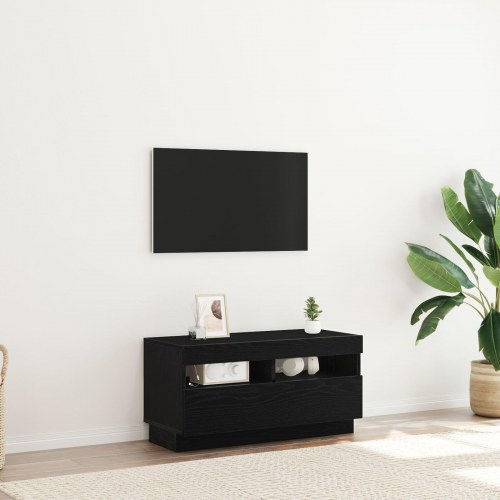 TV-skab med LED-lys - Sort eg 80x35x40 cm - Konstrueret træ