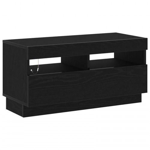 TV-skab med LED-lys - Sort eg 80x35x40 cm - Konstrueret træ