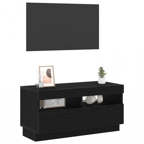 TV-skab med LED-lys - Sort eg 80x35x40 cm - Konstrueret træ