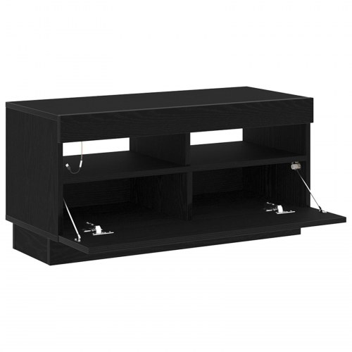 TV-skab med LED-lys - Sort eg 80x35x40 cm - Konstrueret træ