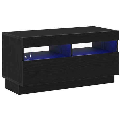 TV-skab med LED-lys - Sort eg 80x35x40 cm - Konstrueret træ