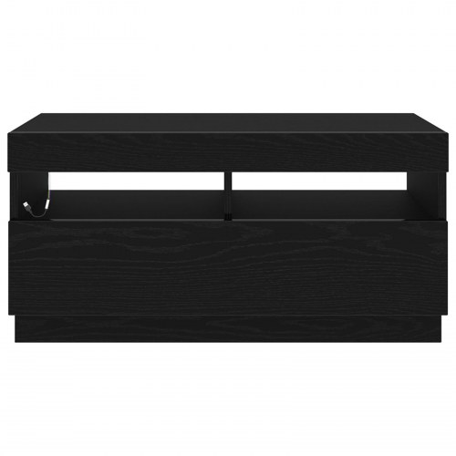 TV-skab med LED-lys - Sort eg 80x35x40 cm - Konstrueret træ