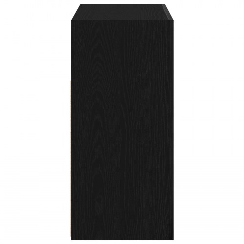 Skab med LED-lys Sort Eg 80x35x75 cm Konstrueret træ