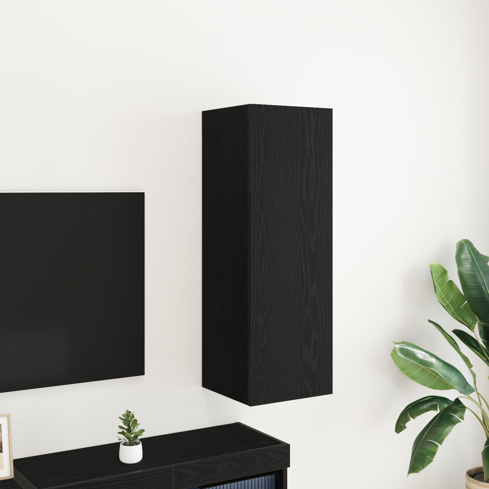 Væghængt TV Skab Sort eg 30.5 x 30 x 90 cm Konstrueret træ