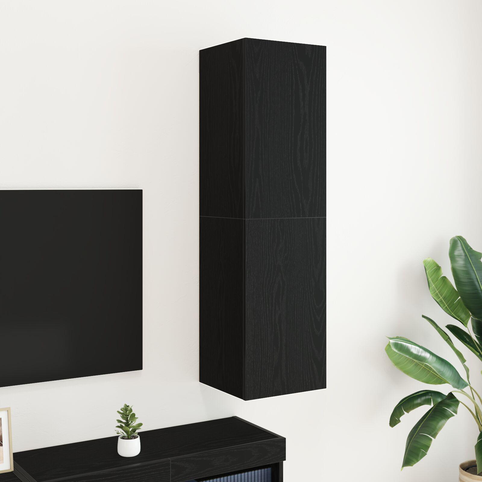 Væghængt TV Skab Sort eg 30.5 x 30 x 110 cm Konstrueret træ