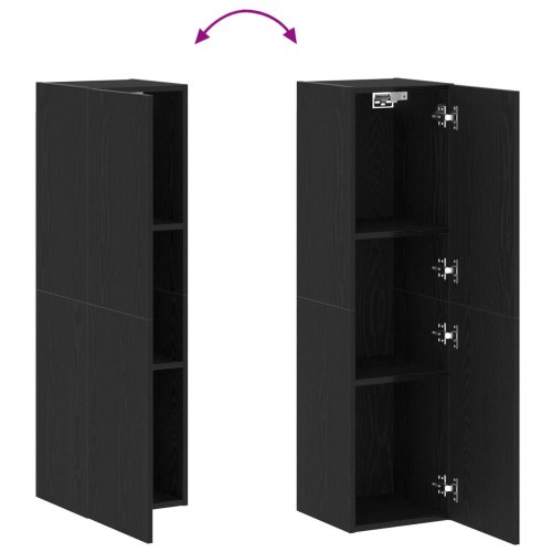TV-skab Sort Eg 30,5x30x110 cm Konstrueret Træ