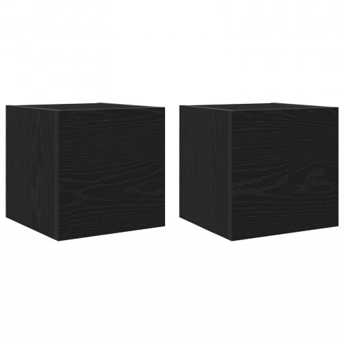 Vægmonterede TV-skabe 2 stk Sort Eg 30,5x30x30 cm