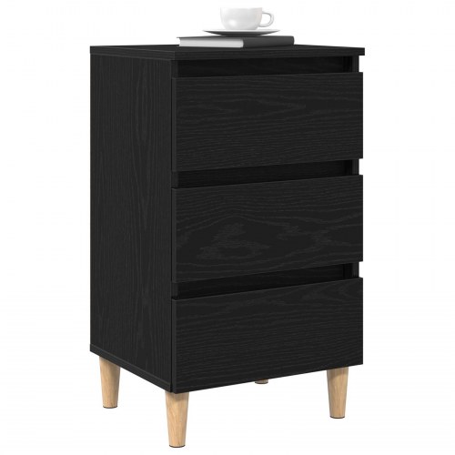 Sengebord med træben Sort Eg 40x35x69 cm