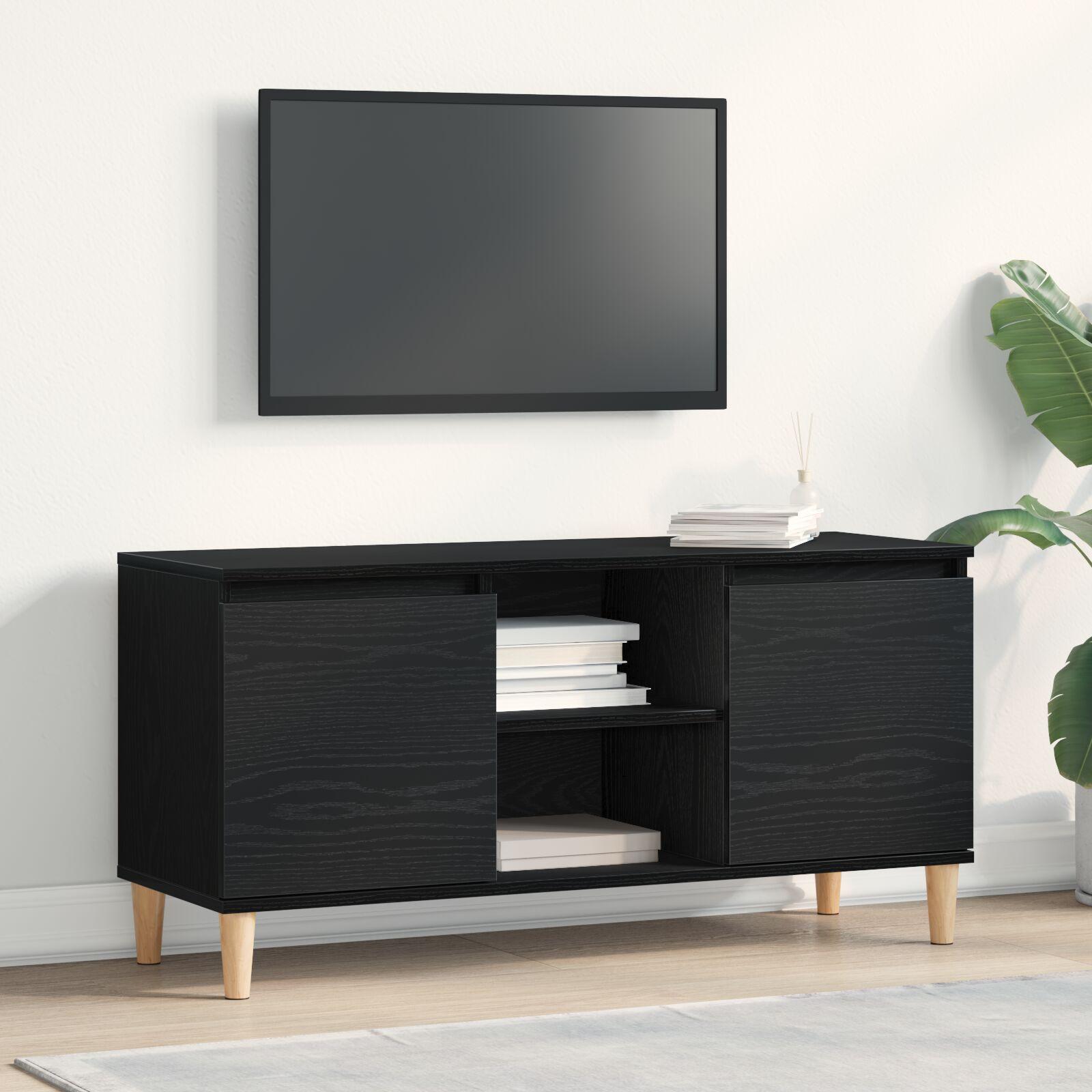 TV Skab med Træben Sort Eg 102x35x50 cm