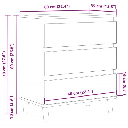 Sideboard Sort Eg 60x35x70 cm Konstrueret Træ