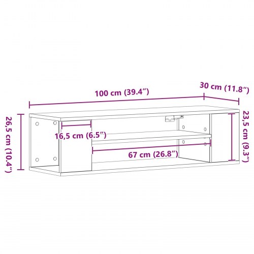 Væghængt TV-skab i Sort Eg 100x30x26,5 cm