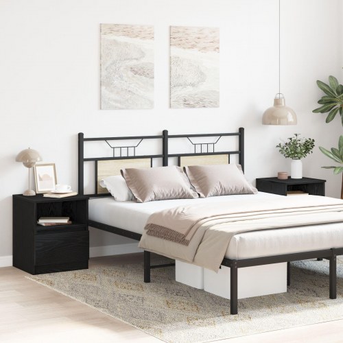 Sengeborde 2 stk Sort Eg 40x40x50 cm Bygget i Træ